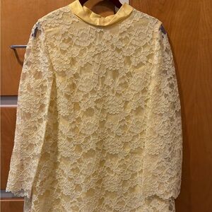 Vintage 60s Yellow Lace Mod Dress Lined